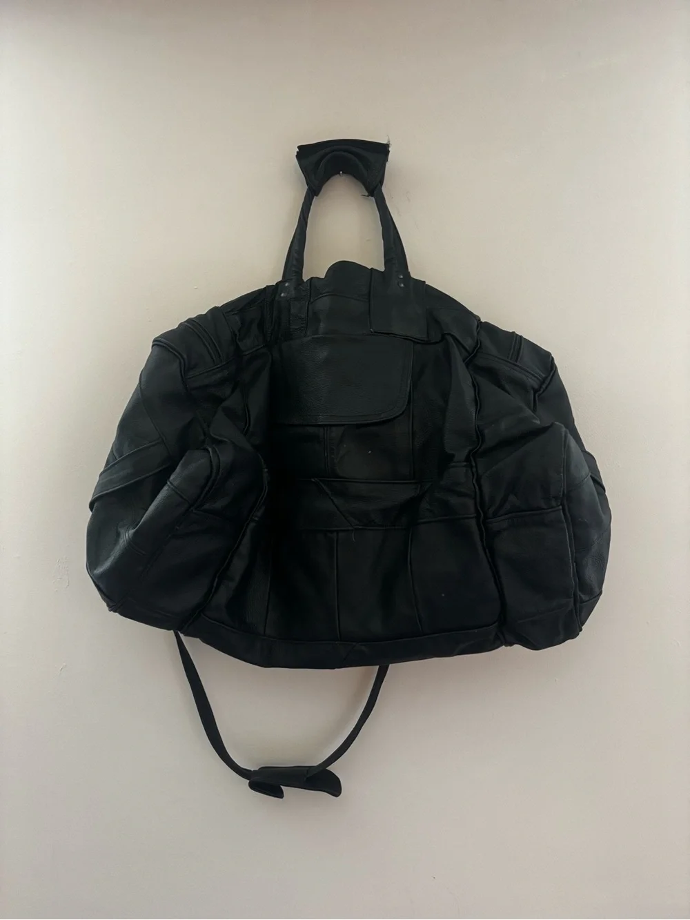 Vintage Talon Black Leather Travel Duffel Bag - Men's Weekend Bag